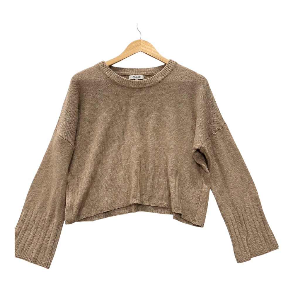 Madewell Ayres Women's M Taupe Alpaca Wool Blend Cropped Sweater